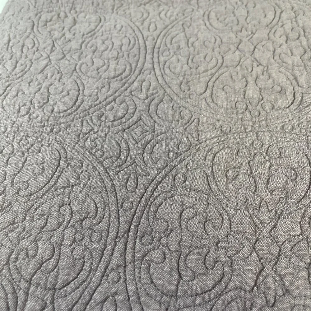 Restoration Hardware 25x25 Plum Gray Quilted Pillow Cover